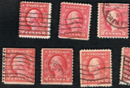 STATI UNITI (U.S.A.) -  SG  506   -  1912  G.  WASHINGTON  2  CENT.  (6 DIFFERENT PERFORATIONS)  -  USED° - Perforados