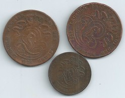 MONNAIE BELGIQUE 3 Pieces 5 Cent  1834,5 Cent 1851,2 Cent 1862  Voir Scan  Plat01 - 5 Cent