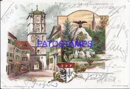 108389 SWITZERLAND GRUSS AUS WANGEN ART MULTI VIEW & HERALDRY BREAK POSTAL POSTCARD - Wangen An Der Aare