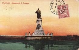 Mouchon Retouché 10ct Rose Port Saïd YT 25 CAD Port Said Egypte 9 12 10 CPA Monument Lesseps - Usati