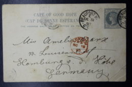 Cape Of Good Hope Postcard Nr 9 Beaufort West -> London -> Hamburg Germany 1893 - Kaap De Goede Hoop (1853-1904)