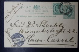Cape Of Good Hope Uprated Postcard P17 Britstown -> Cassel Germany 1906 - Kap Der Guten Hoffnung (1853-1904)
