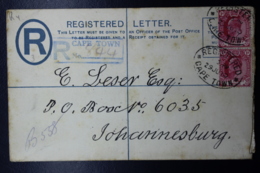 Cape Of Good Hope Registered Cover  HG 4a Cape Town -> Johannesburg  152:96 Mm - Cape Of Good Hope (1853-1904)