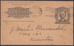 1904-EP-146 CUBA REPUBLICA. 1904. Ed.70. JOSE MARTI POSTAL STATIONERY. 1951. IMPRESO DE FILATELIA. CASA LILY. - Covers & Documents