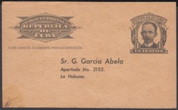 1904-EP-150 CUBA REPUBLICA. 1904. Ed.70. JOSE MARTI POSTAL STATIONERY. 195?. IMPRESO DE COMERCIO. - Covers & Documents