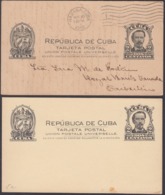 1907-EP-48 CUBA REPUBLICA. 1907. Ed.72. CESPEDES POSTAL STATIONERY. 1918. IMPRESION DESPLAZADA Y TARJETA DE MUESTRA. - Covers & Documents