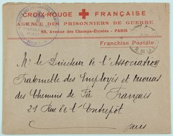 Lettre 1ere Guerre Mondiale Croix-Rouge  Agence Des Prisonniers De Guerre, Franchise Postale - Rotes Kreuz