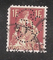 Perfin/perforé/lochung Switzerland No 105  1908-1933 - Hélvetie Assise Avec épée HF Huguenin Frèries & Cie SA Médailleur - Gezähnt (perforiert)