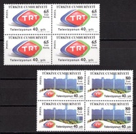 2008 TURKEY 40TH ANNIVERSARY OF TRT TELEVISION CHANNEL BLOCK OF 4 MNH ** - Unused Stamps