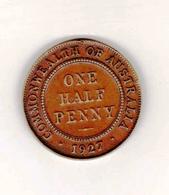 Australian 1/2 Penny 1927, King George V - ½ Penny