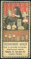 SZÁMOLÓ CÉDULA  Régi Reklám Grafika , Echkenásy üveg és Porcellán  /  Vintage Adv. Graphics BAR TAB, Echkenásy Glass And - Unclassified