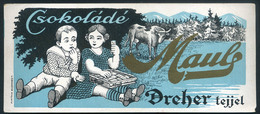 SZÁMOLÓ CÉDULA , Régi Reklám Grafika , Csokoládé , Dreher Tejjel  /  Vintage Adv. Graphics BAR TAB, Chocolate With Drehe - Unclassified