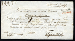 KASSA 1846. Széplakapáti / Opátska Dekoratív  Levél, Tartalommal  "CASCHAU" és Piros "FRANCO" Bélyegzéssel Kék Tyrnau ér - ...-1867 Prephilately