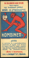 SZÁMOLÓ CÉDULA  Régi Reklám Grafika , Kombinett Játék  /  Vintage Adv. Graphics BAR TAB Toys - Ohne Zuordnung