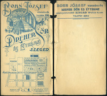 SZÁMOLÓ CÉDULA Régi Reklám Grafika , Szeged, Bohn József Vendéglős, Dreher Sör  /  Vintage Adv. Graphics BAR TAB Dreher  - Ohne Zuordnung