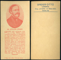 SZÁMOLÓ CÉDULA Régi Reklám Grafika , Eötvös József ,hátoldal:  Losonc, Breier Ottó üveg és Porcellán  /  Vintage Adv. Gr - Non Classificati