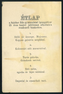 MENÜKÁRTYA  1890. Cca. Kassa, Szieber Ede Igazgató Tiszteletére - Sin Clasificación