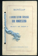 MENÜKÁRTYA 1957. Pécs, Magyar Élettani Társaság - Ohne Zuordnung