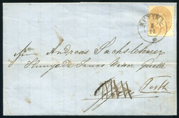 KUTINA 1865. Céges , Vakdombornyomásos Levél, 15Kr -ral Pestre Küldve (300P). - Used Stamps