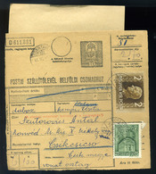 CSANTAVÉR 1944. Csomagszállító Csíkcsicsóra Küldve, X. Székely Vegyes Vonatosztály Bélyegzéssel - Lettres & Documents