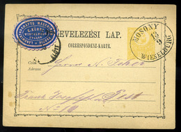 MOSONY 1871. Díjjegyes Levlap, Szép Bélyegzéssel, Kühne, Céges Levélzáróval Pestre Küldve. Szép!  /  1871 Stationery P.c - Used Stamps