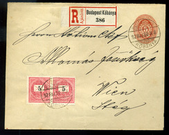 KŐBÁNYA 1892. Ajánlott, Feketeszámú 5Kr Párral Kiegészített Díjjegyes Boríték Bécsbe Küldve  /  Reg. Black Number 5 Kr P - Used Stamps