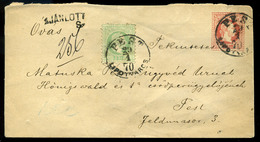 PEST 1870. 5kr Díjjegyes Boríték, Helyi Ajánlott 3Kr Kiegészítéssel. Ritka Darab!  /  5 Kr Stationery Cov. Local Reg. 3  - Gebruikt