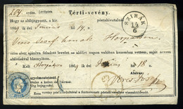 SZIRÁK 1869. Tértivevény Horpácsról Küldött Levélről, 10Kr-ral - Gebraucht