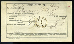 PEST 1868. Feladási Vevény 15kr Okmány Bélyeggel - Gebraucht