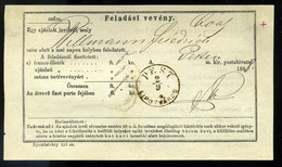 PEST 1868. Feladási Vevény 15kr Okmány Bélyeggel - Usati