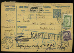 BUDAPEST 1919. Csomagszállító Kiskunhalasra Küldve "Kártérítve" - Used Stamps