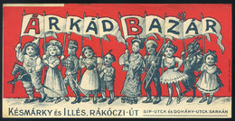 SZÁMOLÓ CÉDULA Régi Reklám Grafika , Árkád Bazár Játékáruház  /  Vintage Adv. Graphics BAR TAB, Arcade Bazaar Toy Store - Ohne Zuordnung