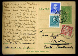 BUDAPEST 1936. Kiegészített Díjjegyes Levlap, Poste Restante Párizsba Küldve, Portózva  /  Uprated Stationery P.card , P - 1859-1959 Briefe & Dokumente