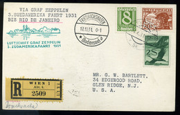 AUSZTRIA 1931. Dekoratív Zeppelin Levlap Az USA-ba Küldve - Briefe U. Dokumente