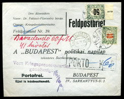 1915. Levél Tábori Postáról Budapestre, Keretes Portó Bélyegzéssel 50f+10f Vegyes Portózással. Dekoratív, Ritka Darab! - Covers & Documents