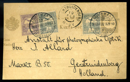 ZÁGRÁB 1900. Krajcár-Turul Vegyes Bérmentesítés, 2Kr Díjjegyes Levlap 4f+2*1f Kiegészítéssel Hollandiába Küldve. Ebből A - Used Stamps