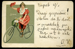 ZÁGRÁB 1902. Kerékpár, Styria  Litho Képeslap  /  ZAGREB Bicycle Litho Vintage Pic. P.card - Ungarn