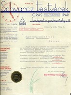 BUDAPEST 1939. Schvarcz Testvérek, Órás Ipar  Fejléces, Céges Számla - Non Classificati