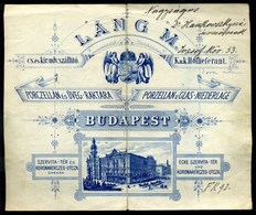 BUDAPEST 1909. Láng M. Porcellán és Üveg  Fejléces, Céges Számla - Ohne Zuordnung