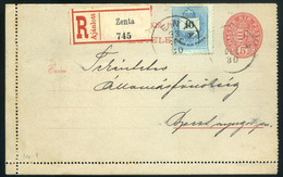 ZENTA 1893. Ajánlott, Kiegészített Zárt Díjjegyes Lap Budapestre  /  Reg. Uprated Sealed Stationery Card To Budapest - Usati