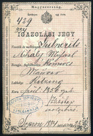 SOPRON 1884. Igazolványi Jegy, Okmány Bélyeggel - Covers & Documents