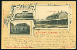 SÁRVÁR 1899. Régi Képeslap, Műmalom, Pályaudvar, Portó Bélyegzéssel  /  Vintage Pic. P.card, Mill, Train Station, Postag - Used Stamps