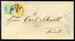 BUDA 1867. 3Kr + 2Kr Levélen Triestbe Küldve. Látványos, Szép Darab! - Used Stamps