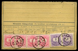 NÁMESZTÓ 1889. Táviratlap Rész 4*5kr +2*2Kr  /   1889 Telegraph Card Part 4x5kr+2x2kr - Gebruikt