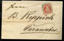 RUSZKBERG 1869. 5Kr-os Levél, Tartalommal , Kék Bélyegzéssel Karánsebesre Küldve - Oblitérés