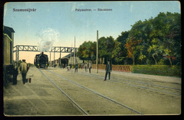 SZAMOSÚJVÁR Pályaudvar, Régi Képeslap  /  Train Station Vintage Pic. P.card - Used Stamps