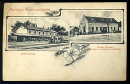 VÁMOSGYÖRK 1910.  Vasútállomás, Vendéglő Régi Képeslap  /  Train Station, Restaurant Vintage Pic. P.card - Gebruikt