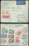BUDAPEST 1930. Expressz-ajánlott Légi Levél, Nyolcbélyeges Bérmentesítéssel Franciaországba - Covers & Documents