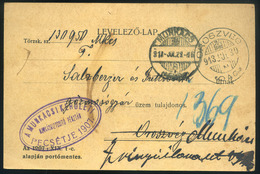 OROSZVÉG / Roszvihove 1913. Levelezőlap Ritka Bélyegzéssel Munkácsra Küldve - Usati