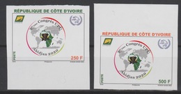 Côte D'Ivoire Ivory Coast 2018 IMPERF ND 27ème Congrès UPU Union Postale Universelle Map Elephant Elefant 2 Val. - Elefantes